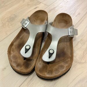 Silver Gizeh Birko-Flor Women's Birkenstock Sandals